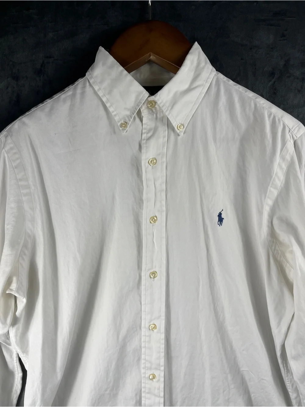 Polo Ralph Lauren Long Sleeve 100% Cotton Solid White Shirt Classic Fit Preppy